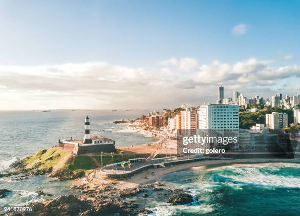 drone view on coastline of salvador da bahia - salvador stock pictures, royalty-free photos & images