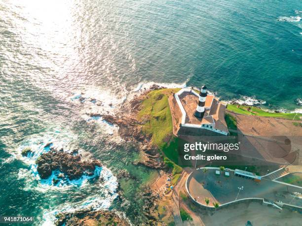drone view on lighthouse of salvador da bahia - salvador bahia stock pictures, royalty-free photos & images