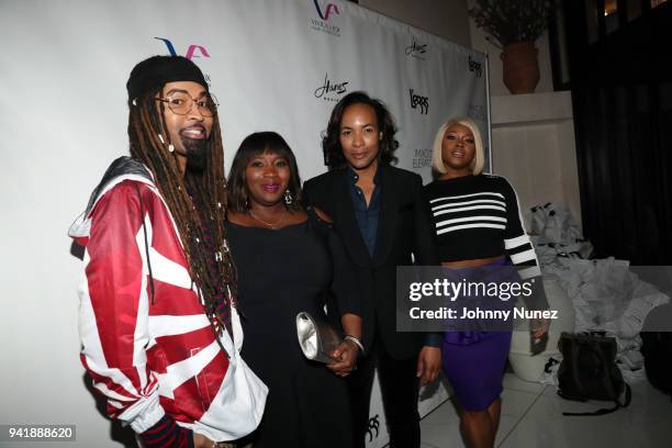 Ty Hunter, Bevy Smith, Paul Wharton, and Claire Sulmers attend Vivica A Fox's "Everyday I'm Hustling" Book Release Party at Limani on April 3, 2018...