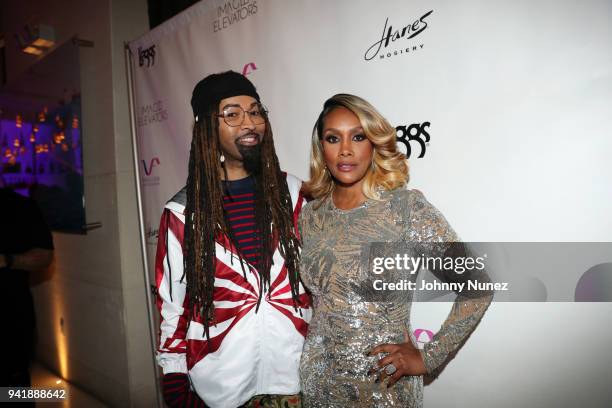 Ty Hunter and Vivica A. Fox attend Vivica A Fox's "Everyday I'm Hustling" Book Release Party at Limani on April 3, 2018 in New York City.