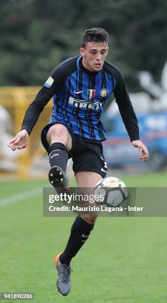 Gabriele Zappa of Inter during the Primavera Serie A match between FC Internazionale U19 and AS Roma U19 at Stadio Breda on March 31, 2018 in Sesto...