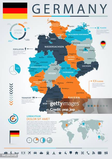 12 - deutschland - blau-orange infografik 10 - ruhrgebiet stock-grafiken, -clipart, -cartoons und -symbole