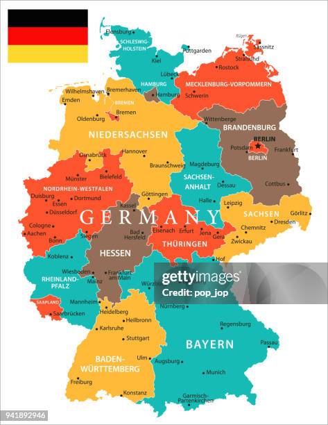 map of germany - vector - stuttgart stock illustrations