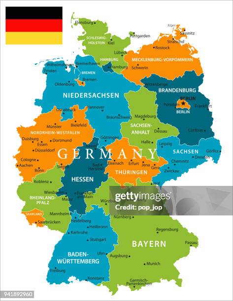 map of germany - vector - stuttgart stock illustrations