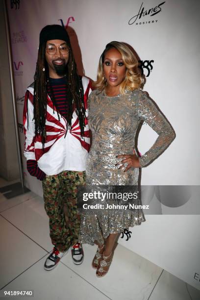 Ty Hunter and Vivica A. Fox attend Vivica A Fox's "Everyday I'm Hustling" Book Release Party at Limani on April 3, 2018 in New York City.