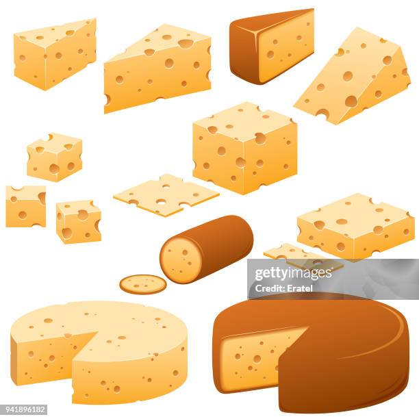 cheese illustrations - cubed cheese stock illustrations