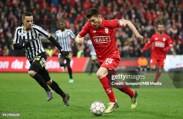 Liege , Belgium / Standard de Liege v Sporting Charleroi / "nGaetan HENDRICKX - Sebastien POCOGNOLI"nFootball Jupiler Pro League 2017 - 2018 Play-Off...