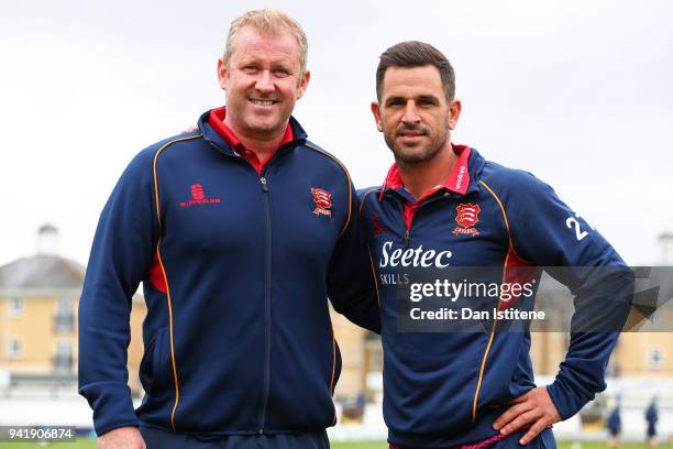 Essex County Cricket Club captain Ryan ten Doeschate poses with Head Coach Anthony McGrath during the Essex CCC Photocall at Cloudfm County Ground on...