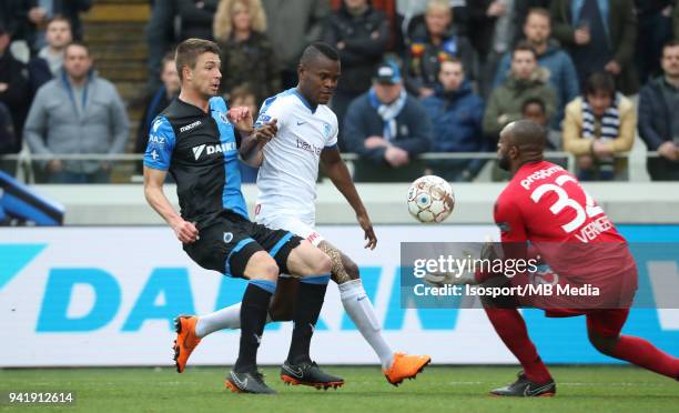 Bruges , Belgium / Club Brugge v Krc Genk / "nBrandon MECHELE - Ally SAMATTA - Kenneth VERMEER"nFootball Jupiler Pro League 2017 - 2018 Play-Off 1...