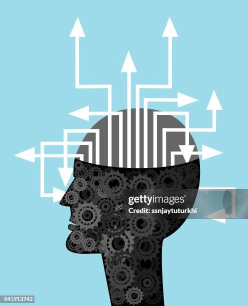 concentration, thinking, symbol, imagination, human head, - asian engineer stock illustrations