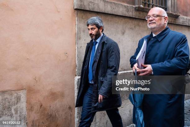 President of the Italian Chamber of Deputies and Five Star Movement member Roberto Fico walks from Quirinal Palace, residence of the President of the...