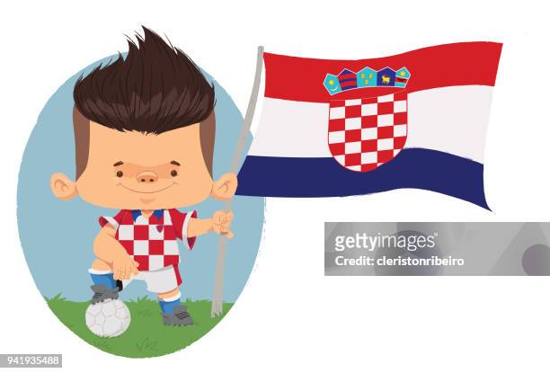 bildbanksillustrationer, clip art samt tecknat material och ikoner med jogador de futebol (croácia) - jogador de futebol