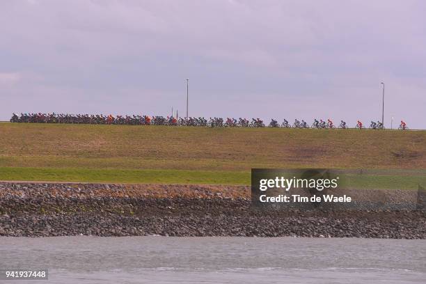 Oosterschelde / Peloton / Landscape / during the 106th Scheldeprijs 2018 a 200,4km race from Terneuzen to Schoten on April 4, 2018 in Schoten,...