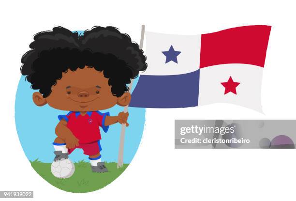 ilustraciones, imágenes clip art, dibujos animados e iconos de stock de jogador de futebol (panamá) - bandera panameña