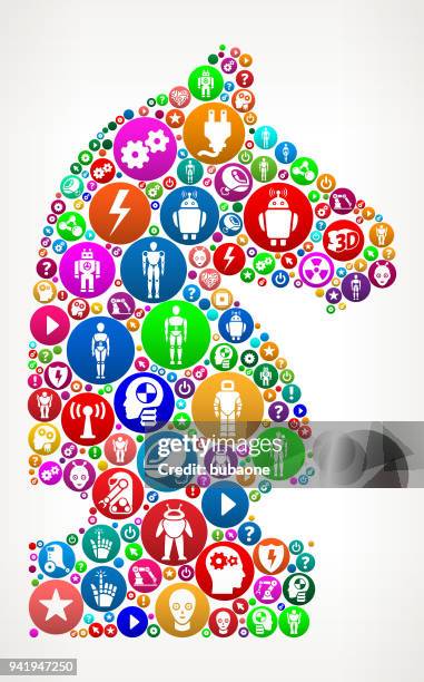 knight chess vector icon pattern background - exoskeleton stock illustrations