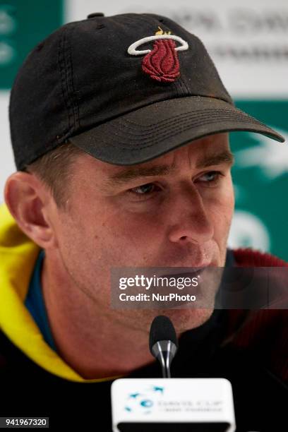 Michael Kohlmann Captain of Germany attends a press conference ahead of the Davis Cup World Group Quarter Finals between Spain and Germany on April...