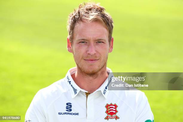 Tom Westley of Essex County Cricket Club poses in the club's Championship kit during the Essex CCC Photocall at Cloudfm County Ground on April 4,...