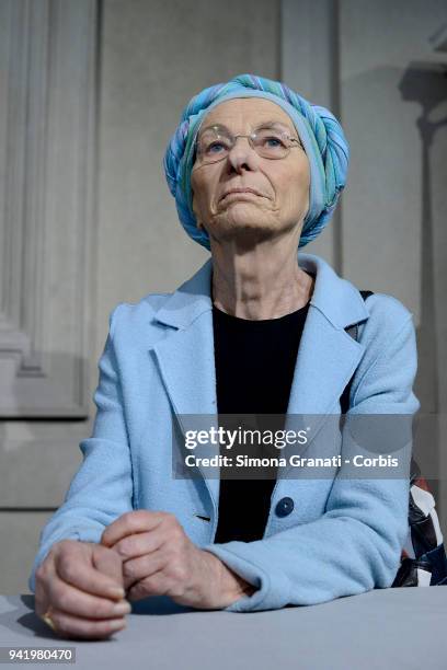 Emma Bonino at the end of the Consultations of the President of the Republic for the formation of the new Governmenton April 4, 2018 in Rome, Italy.
