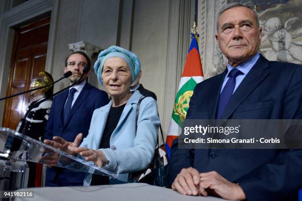 Riccardo Nencini, Emma Bonino, Pietro Grasso at the end of the Consultations of the President of the Republic for the formation of the new...