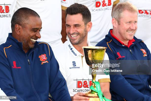 Dimitri Mascarenhas, Assistant Head Coach of Essex County Cricket Club shares a joke with Team Captain Ryan ten Doeschate and Head Coach Anthony...