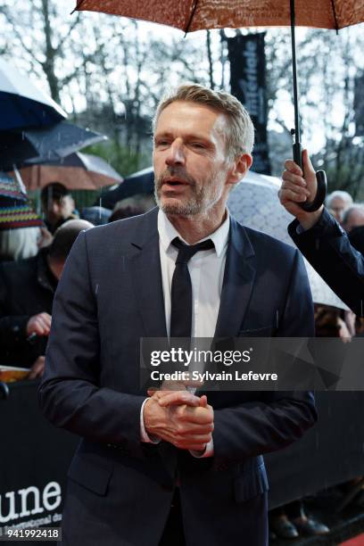 Jury president Lambert Wilson arrives for opening ceremony of 10th Beaune International Thriller Film Festival on April 4, 2018 in Beaune, France.