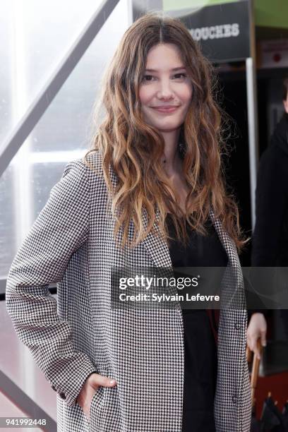 Jury member Alice Pol arrives for the opening ceremony photocall of 10th Beaune International Thriller Film Festival on April 4, 2018 in Beaune,...