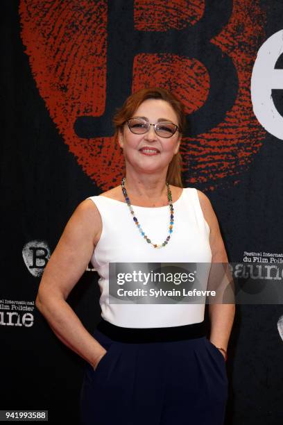 Sang Neuf" jury's member Catherine Frot Lucas Belvaux attends opening ceremony photocall of 10th Beaune International Thriller Film Festival on April...