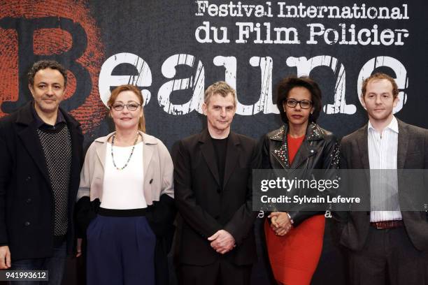 Sang Neuf" jury's members Chad Chenouga, Catherine Frot, Lucas Belvaux, Audrey Pulvar, Malik Zidi attend opening ceremony photocall of 10th Beaune...