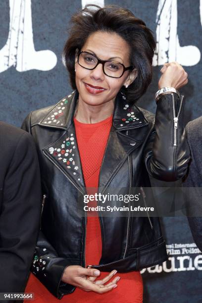 Sang Neuf" jury's member Audrey Pulvar attends opening ceremony photocall of 10th Beaune International Thriller Film Festival on April 4, 2018 in...