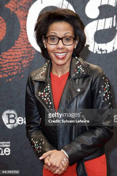 Sang Neuf" jury's member Audrey Pulvar attends opening ceremony photocall of 10th Beaune International Thriller Film Festival on April 4, 2018 in...