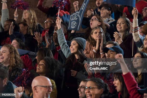 Victory Party" Episode 104 -- Pictured: Shannon Purser as Anabelle, Auli'i Cravalho as Lilette Suarez, Katherine Reis as Jolene, Amy Forsyth as Gwen...