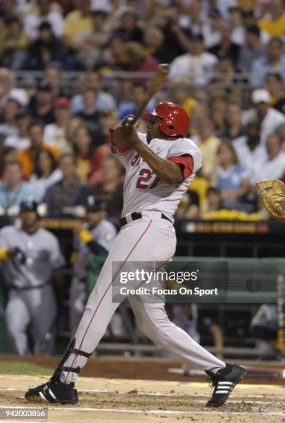 Vladimir Guerrero of the Los Angeles Angels of Anaheim and the American League All-Stars bats against the National League All Stars during the MLB...