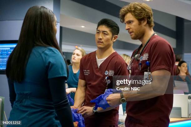 An Inconvenient Truth" Episode 316 -- Pictured: Brian Tee as Ethan Choi, Nick Gehlfuss as Will Halstead --