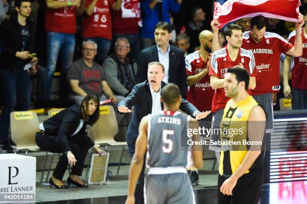 Vincent Collet head coach of Strasbourg during the Champions League match between Strasbourg and AEK Athens on April 4, 2018 in Strasbourg, France.