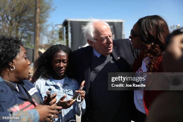 Sen. Bernie Sanders joins others to mark the 50th anniversary of Dr. Martin Luther King Jr.'s assassination April 4, 2018 in Memphis, Tennessee....