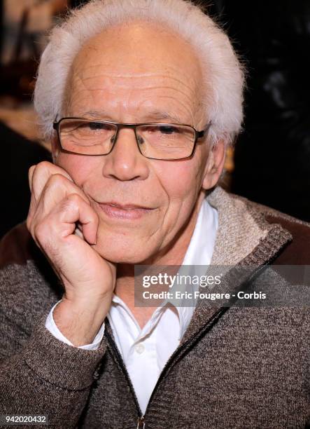 Writer Sadok Senoussi poses during Paris Book Fair 2018 at Parc Des Expositions Porte de Versailles, France on .