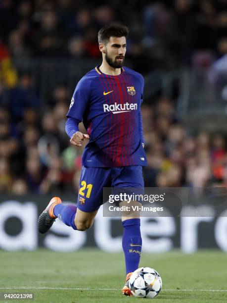 Andre Gomes of FC Barcelona during the UEFA Champions League quarter final match between FC Barcelona and AS Roma at the Camp Nou stadium on April...