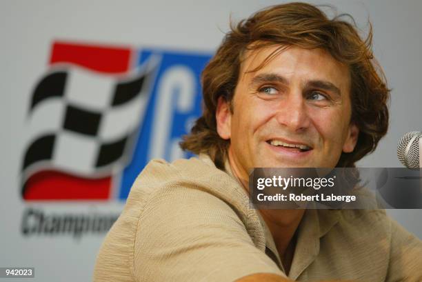 Alex Zanardi during a press conference on the day of his return to a track after his life threatening accident in September 2001 in Germany, at the...