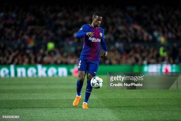 Nelson Semedo from Portugal of FC Barcelona during the Quarter-finals 1st leg between FC Barcelona v A.S. Roma at Camp Nou Stadium on 04 of April of...