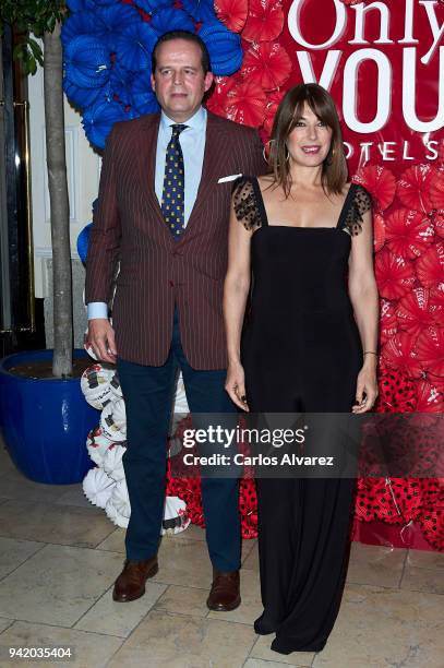 Miguel Primo de Rivera Oriol and Raquel Revuelta attend the 'Ole You' party at the Only You Hotel on April 4, 2018 in Madrid, Spain.