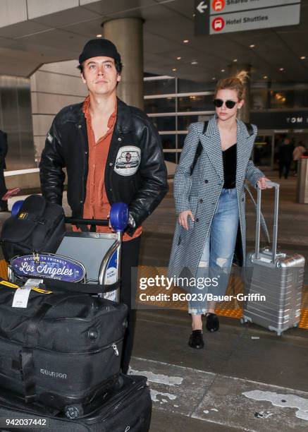 Lili Reinhart and Cole Sprouse are seen on April 04, 2018 in Los Angeles, California.