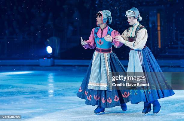 Frankie Bridge at the opening night of Disney On Ice presents Worlds of Enchantment at The SSE Arena, Wembley on April 4, 2018 in London, England.