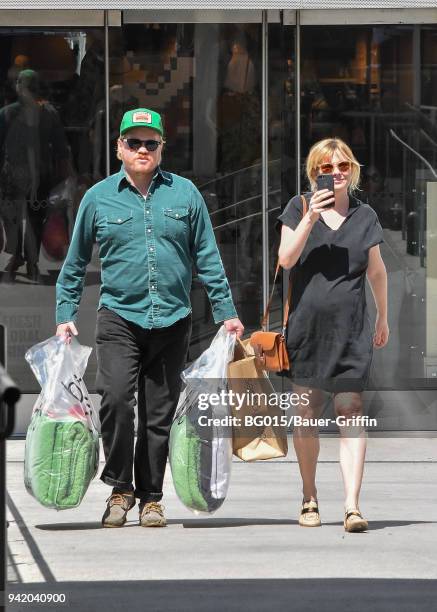 Kirsten Dunst and her husband, Jesse Plemons are seen on April 04, 2018 in Los Angeles, California.