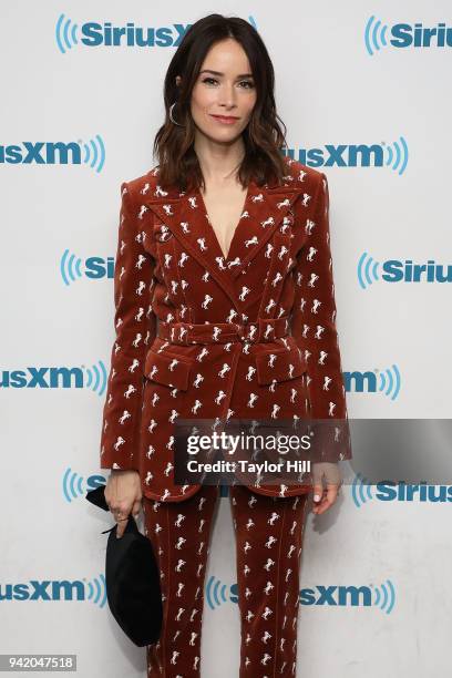 Abigail Spencer visits the SiriusXM Studios on April 4, 2018 in New York City.