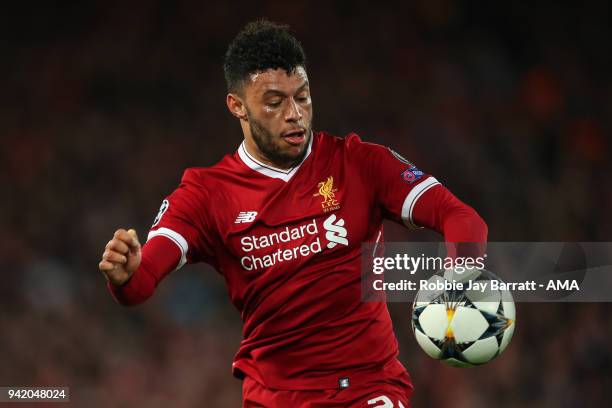 Alex Oxlade-Chamberlain of Liverpool during the UEFA Champions League Quarter Final first leg match between Liverpool and Manchester City at Anfield...