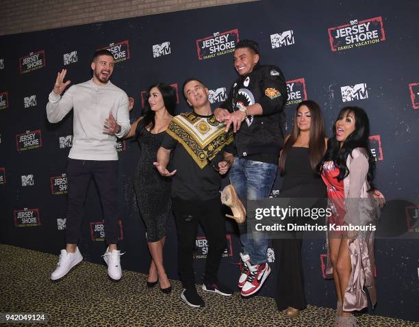 Vinny Guadagnino, Jenni 'JWoww' Farley, Mike 'The Situation' Sorrentino, Paul 'Pauly D' DelVecchio, Deena Cortese and Nicole 'Snooki' Polizzi attend...