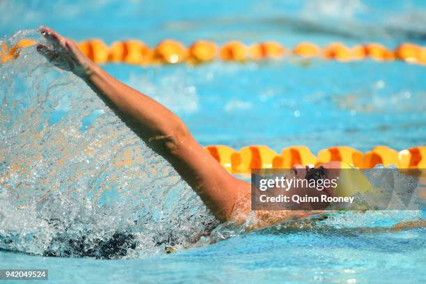 Kaylee Mckeown of Australia competes during the Women's 400m Individual Medley Heat 2 on day one of the Gold Coast 2018 Commonwealth Games at Optus...