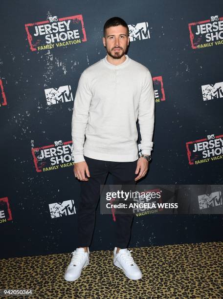 Vinny Guadagnino attends the 'Jersey Shore Family Vacation' New York Premiere at PHD Rooftop Lounge at Dream Downtown on April 4, 2018 in New York...