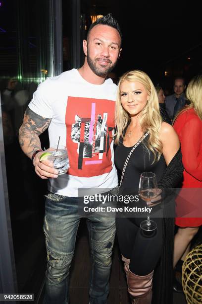 Roger Mathews and Lauren Pesce attend MTV's "Jersey Shore Family Vacation" New York premiere party at PHD at the Dream Downtown on April 4, 2018 in...