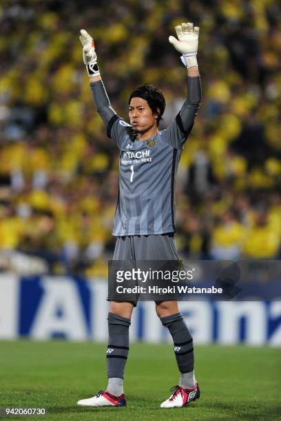 Kazushige Kirihata of Kashiwa Reysol in action during the AFC Champions League Group E match between Kashiwa Reysol and Jeonbuk Hyundai Motors at...